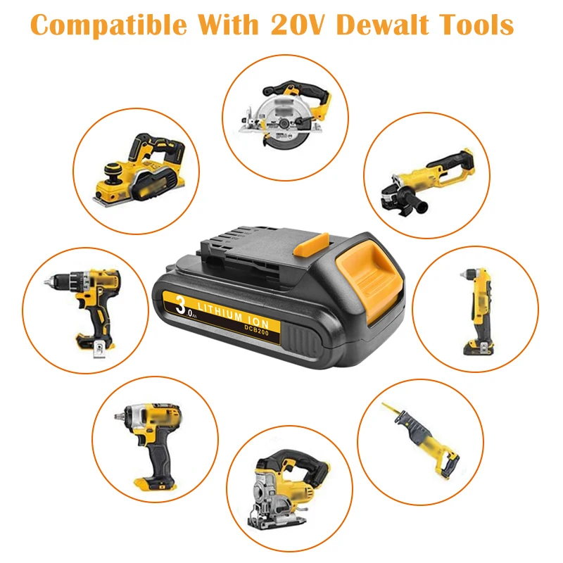 Литий-ионный перезаряжаемый аккумулятор 18 в 3000 мАч DCB200 для электроинструмента