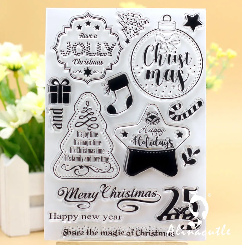 Прозрачные штампы металлическая высечка Рождественская бирка скрапбукинг