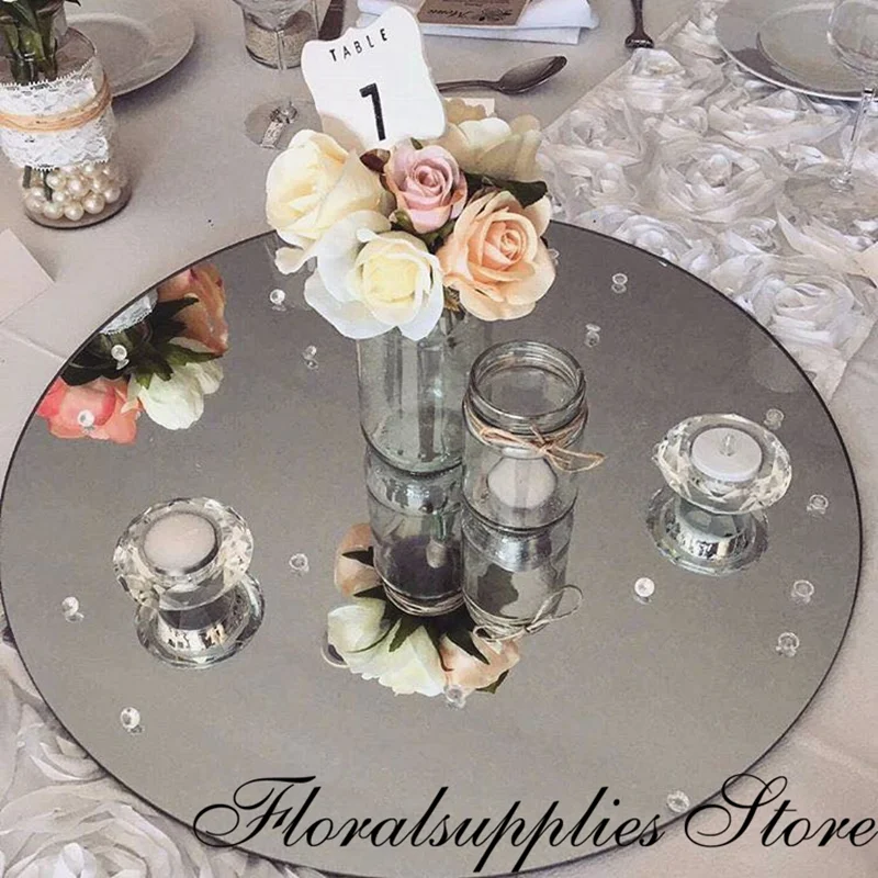 Свадебное украшение акриловый зеркальный подсвечник тарелка круглый поднос для