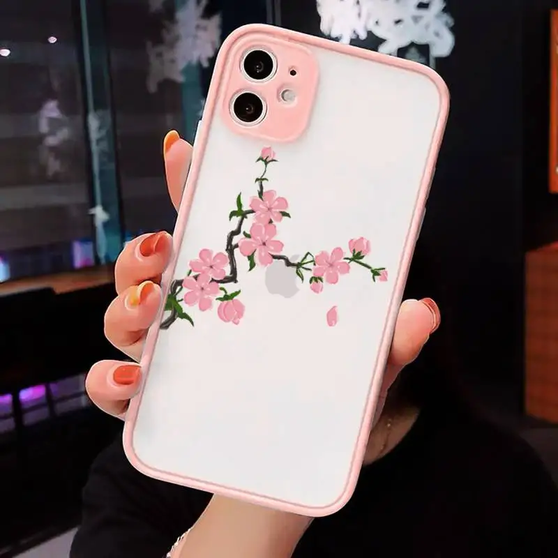 

cherry blossom Flower pink Phone Case matte transparent For iphone 7 8 11 12 plus mini x xs xr pro max cover