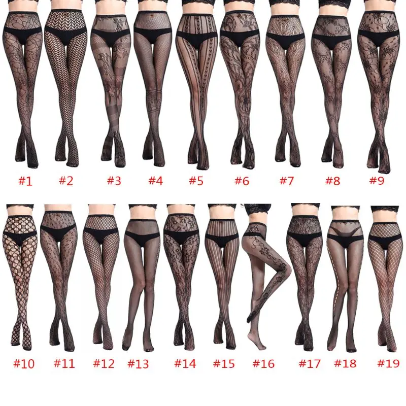 

19 Styles Womens Sexy Elastic Transparent Fish Net Toe Silk Stockings Control Top Panty Hose New Dropship
