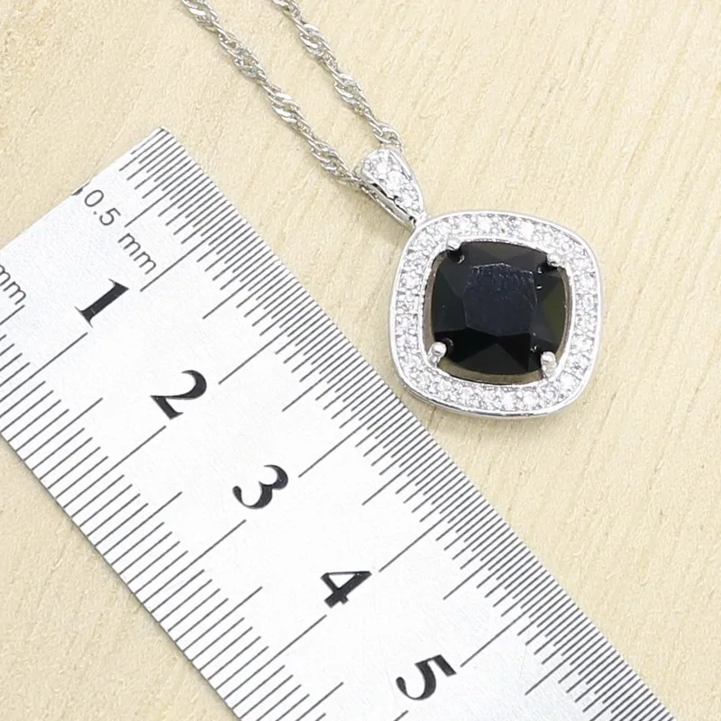 Квадратный черный циркон серебряного цвета свадебный браслет шпилька серьги