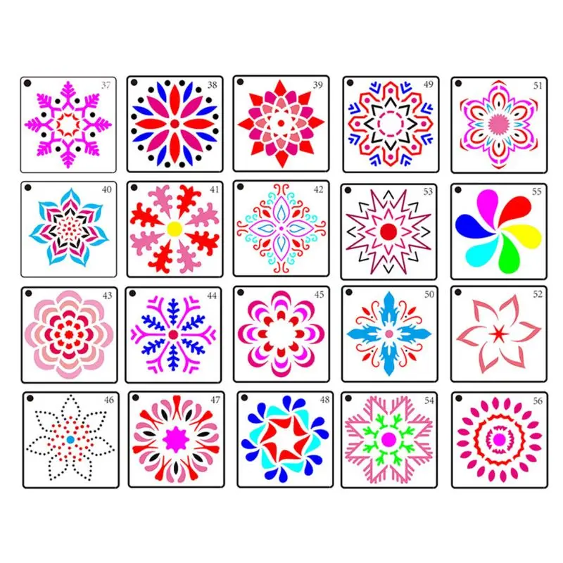 

CPDD 36/56pcs Mandala Stencils DIY Drawing Template Wall Painting for Tiles Rock Scrapbooking Decor 9x9cm