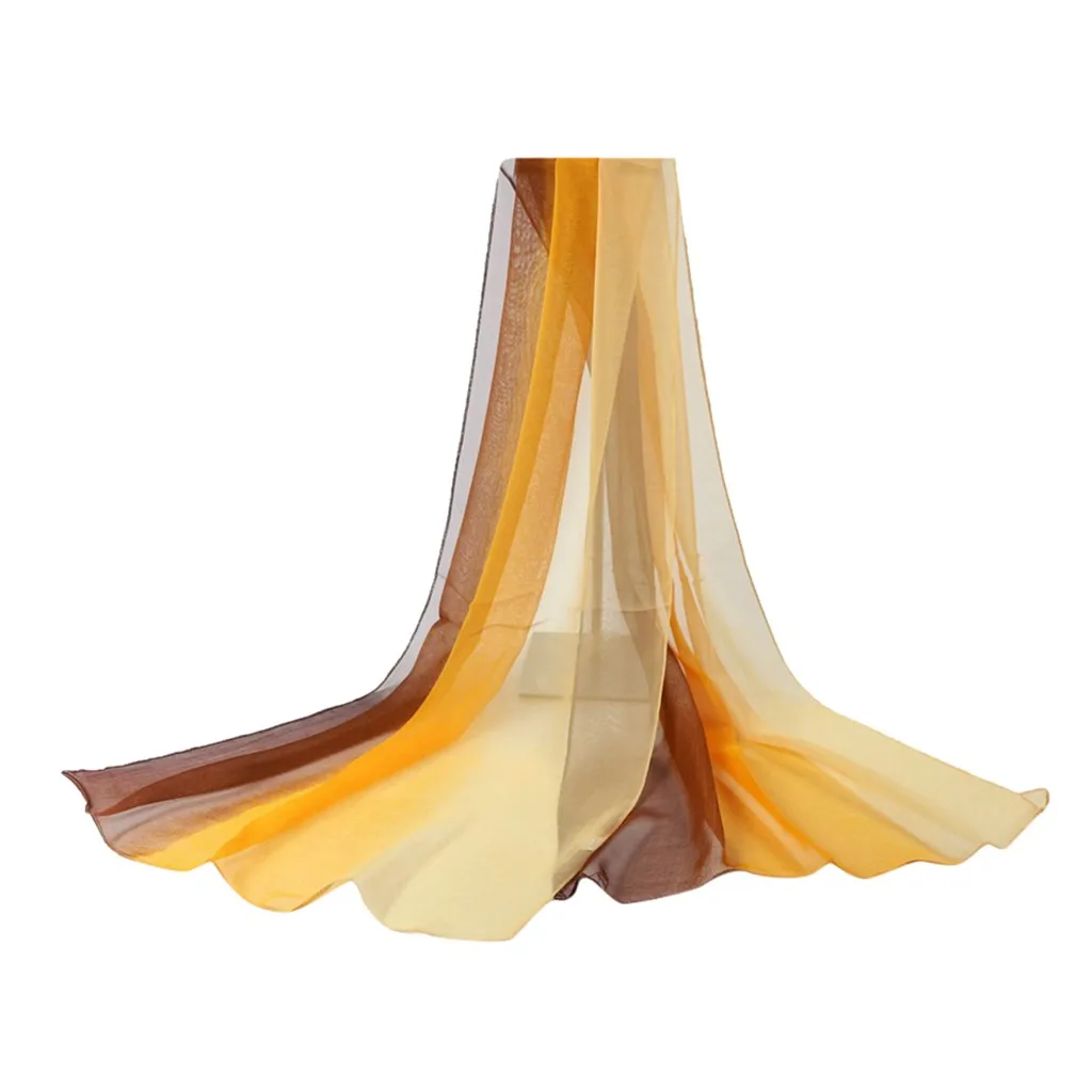 Женский градиентный шарф светильник шаль Тонкий пляжный модный Шелковый зимний