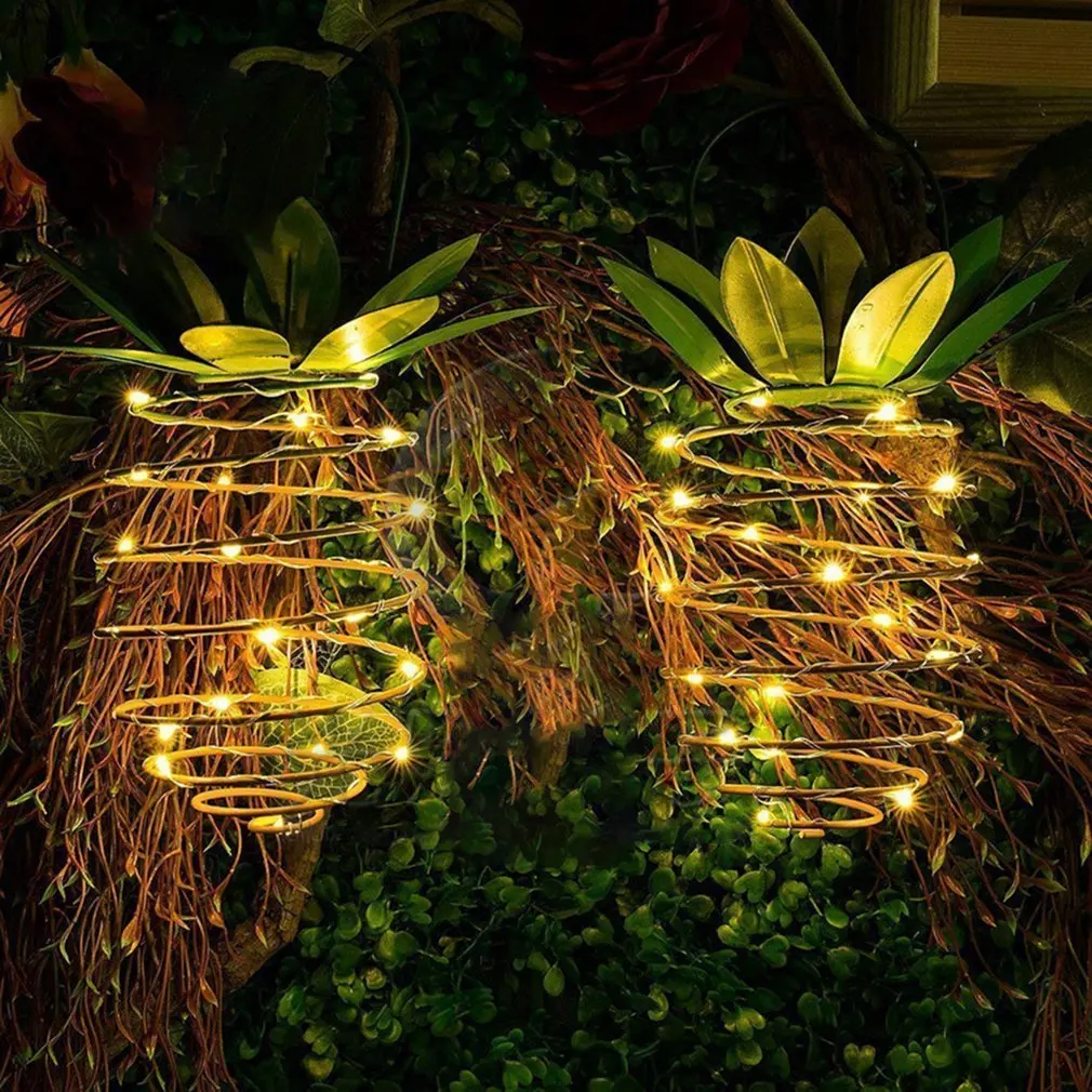 Solar Iron Pineapple Lamp Outdoor Waterproof Garden Lawn Color Led Copper Wire Light | Лампы и освещение