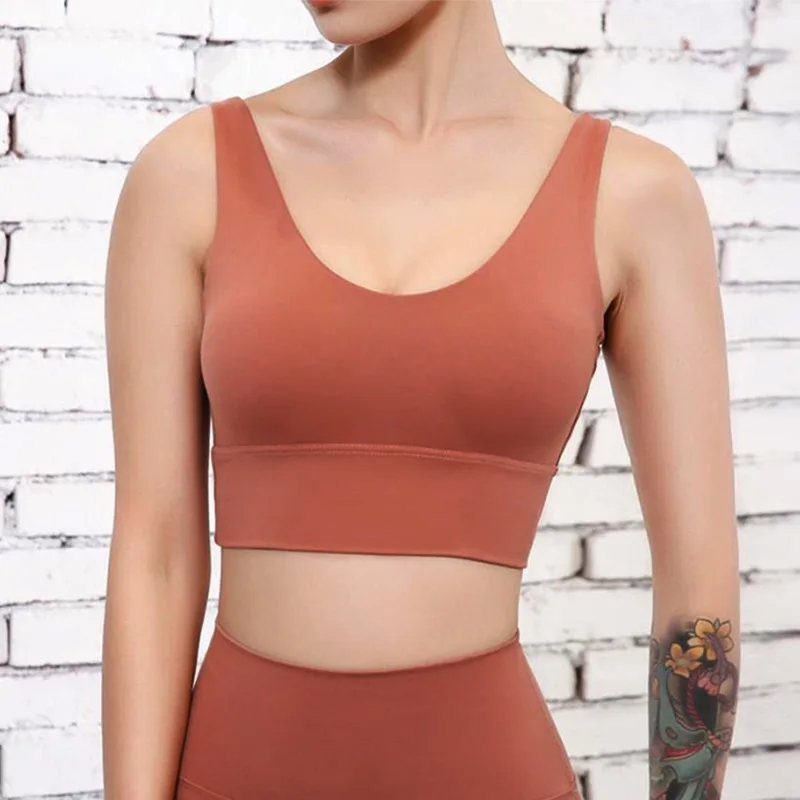 Сексуальный спортивный бюстгальтер с открытой спиной для женщин однотонный