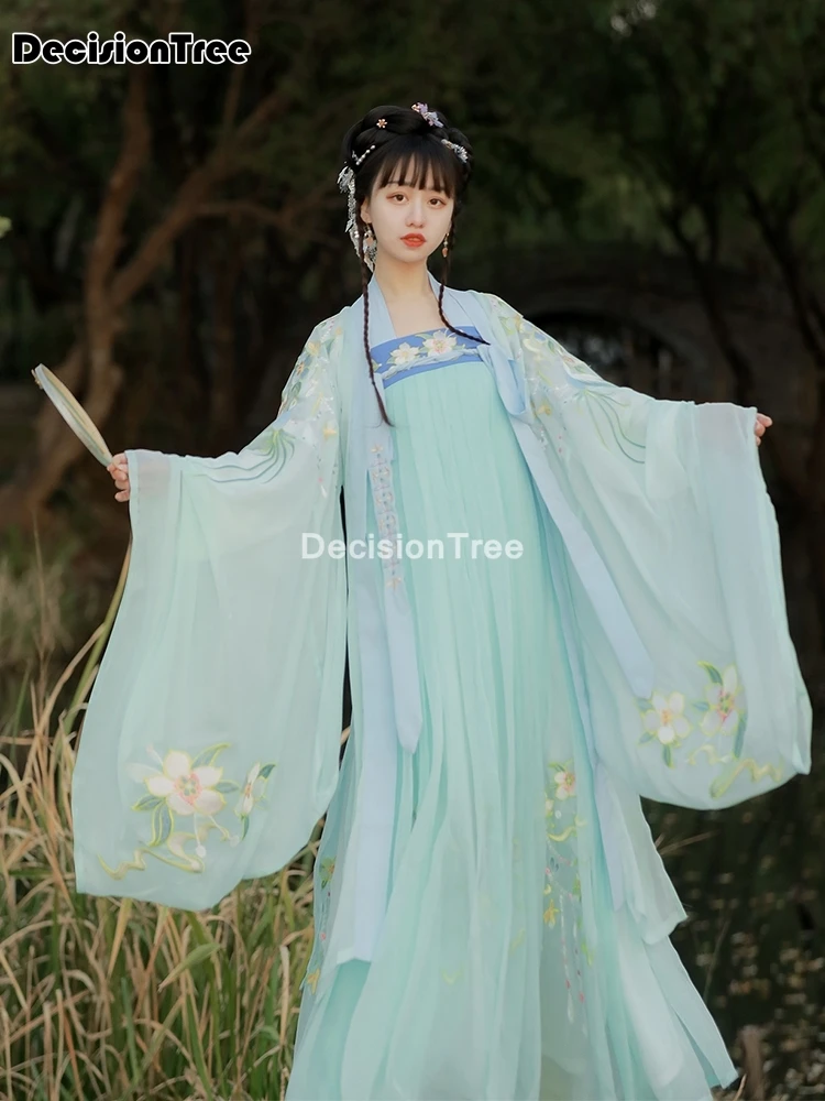 Женские Элегантные танцевальные костюмы hanfu в китайском стиле шифоновое платье с