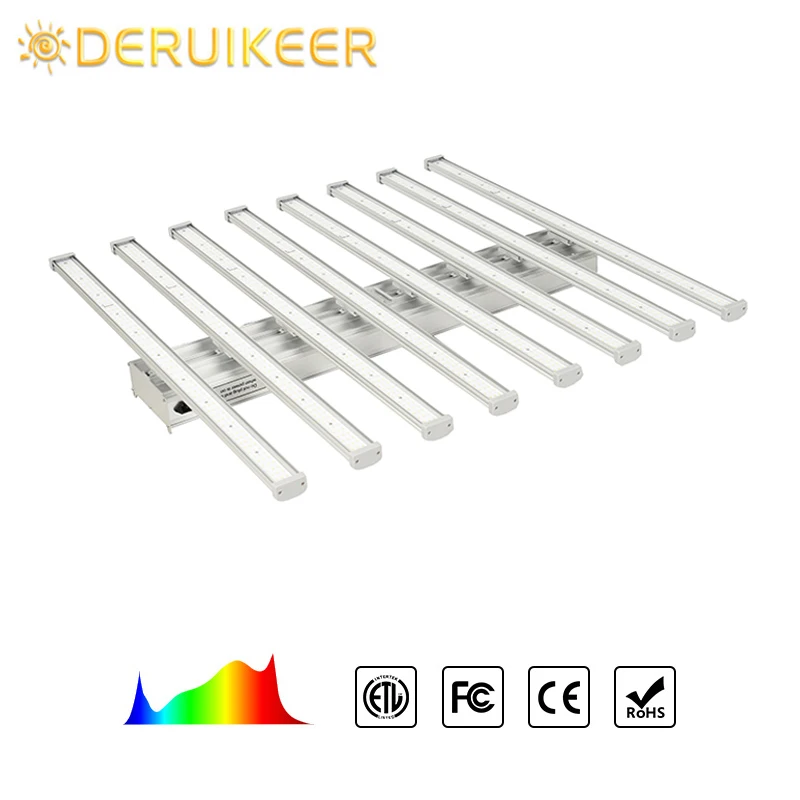 

Светодиодный светильник Deruikeer для выращивания растений, 8 брусков, 640 Вт, чип Samsung Lm301b, полный спектр 3000k, 6500k, высокое качество, для семян, овоще...