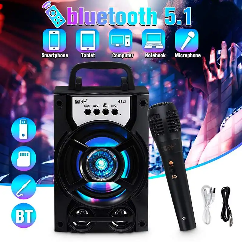 Bluetooth Портативный Динамик с микрофоном цветной светодиодный светильник