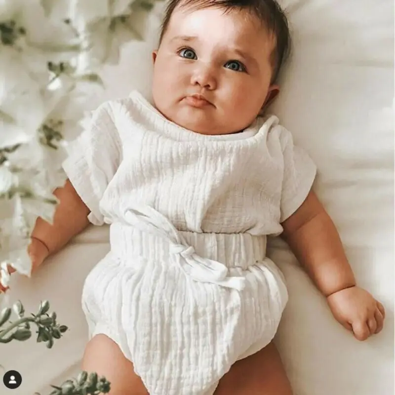 

Newborn Kids Baby Boy Girl Clothes Cotton Linen Tops+Shorts Pants Outfits Set