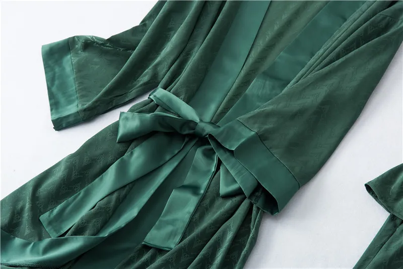 Daeyard Высококачественная жаккардовая Пижама Женский шелковый халат 3 предмета