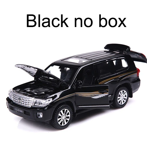 Black no box 1/32 внедорожник Toyota Land Cruiser, брелок для автомобильных ключей, модели 4 дверь открыта тянуть обратно светильник музыка металлический автомобиль игрушка для детей мальчиков и девочек собрать - Цвет: Black no box