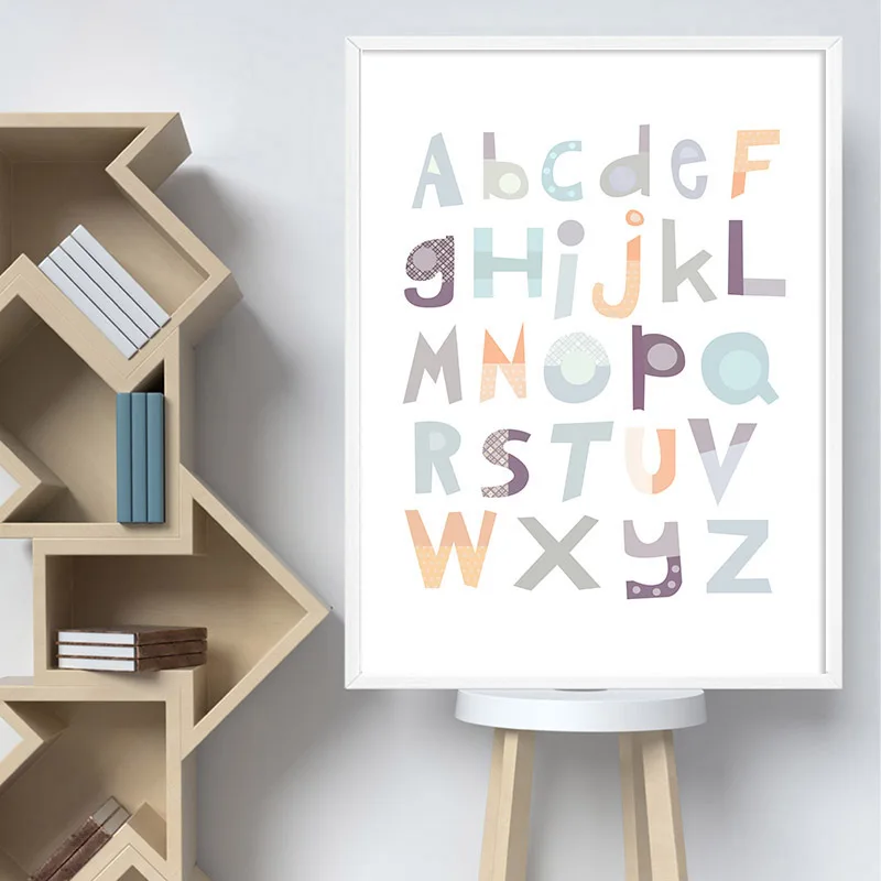 A To Z Алфавит для детской комнаты настенная Картина на холсте образовательные АБС
