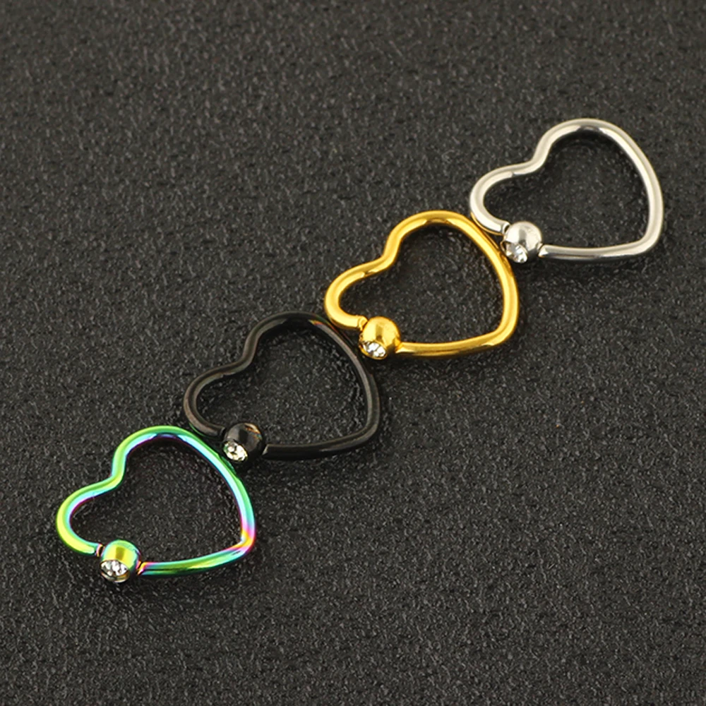 Кольцо JUNLOWPY для имитации сердца носа кольца с фианитом шпильки губ бровей