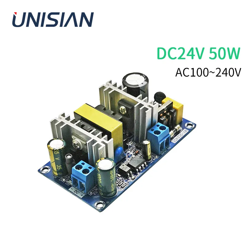 Блок питания UNISIAN 50 Вт, 24 В постоянного тока, стандартный импульсный адаптер питания для усилителя 12 В, 2 А, 3 А постоянного тока