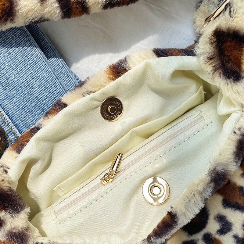 Женская леопардовая сумка повседневная Наплечная Сумка из искусственного меха с