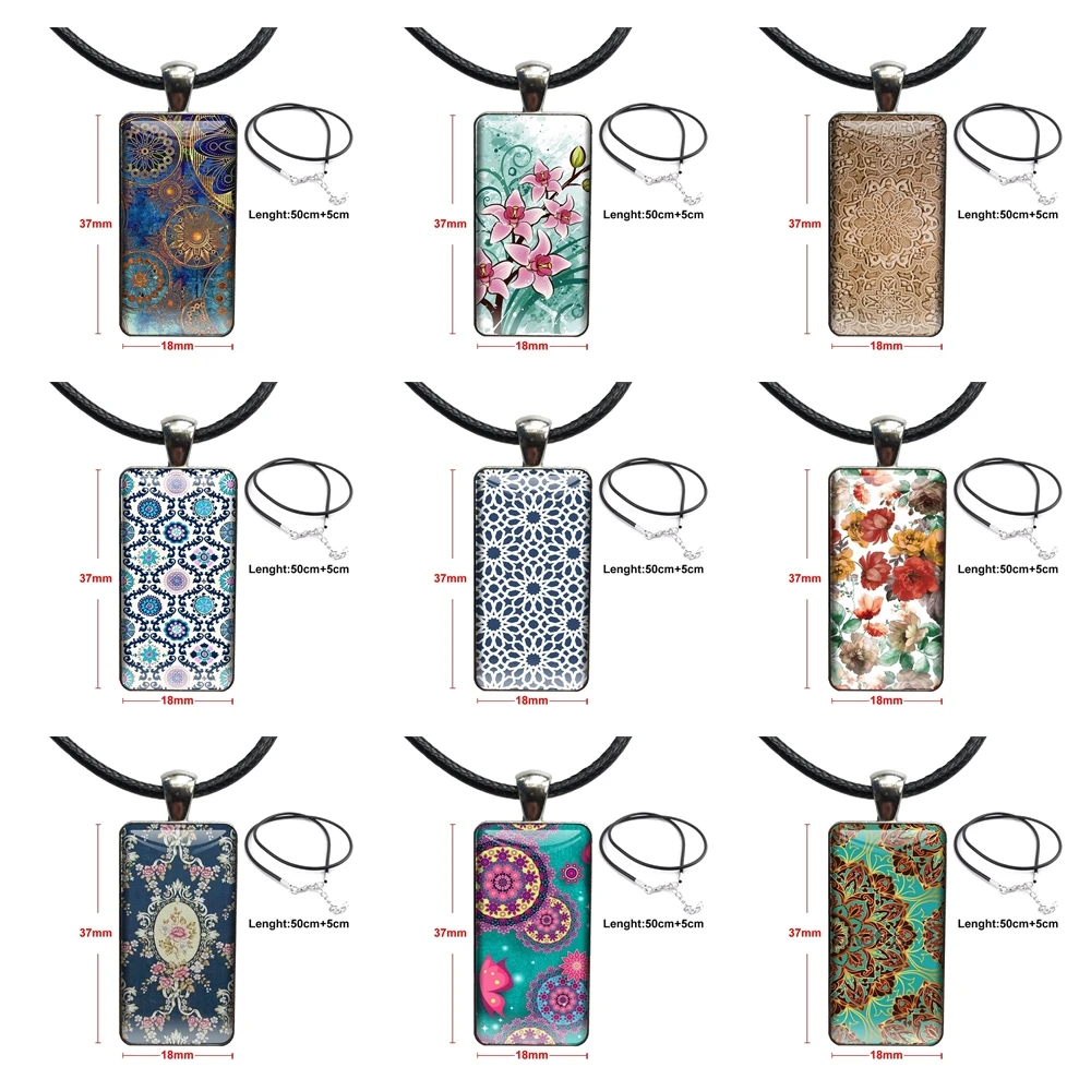 Регулируемая цена ретро Турецкая Цветочная Мандала стеклянный кабошон ожерелье