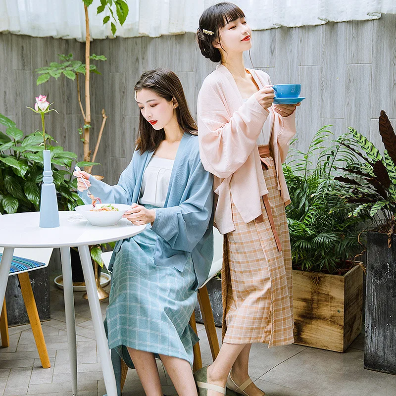 

Hanfu Airplane Sleeve Short Shirt Waist Sling Spring/Summer Suit
