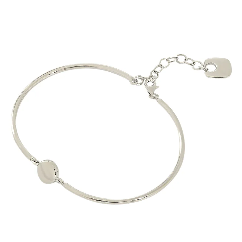 

925 Sterling Silver Bracelet Non-Mainstream Simple Geometric round Brand round Tube Bracelet Female Design Sense Silver Bracelet
