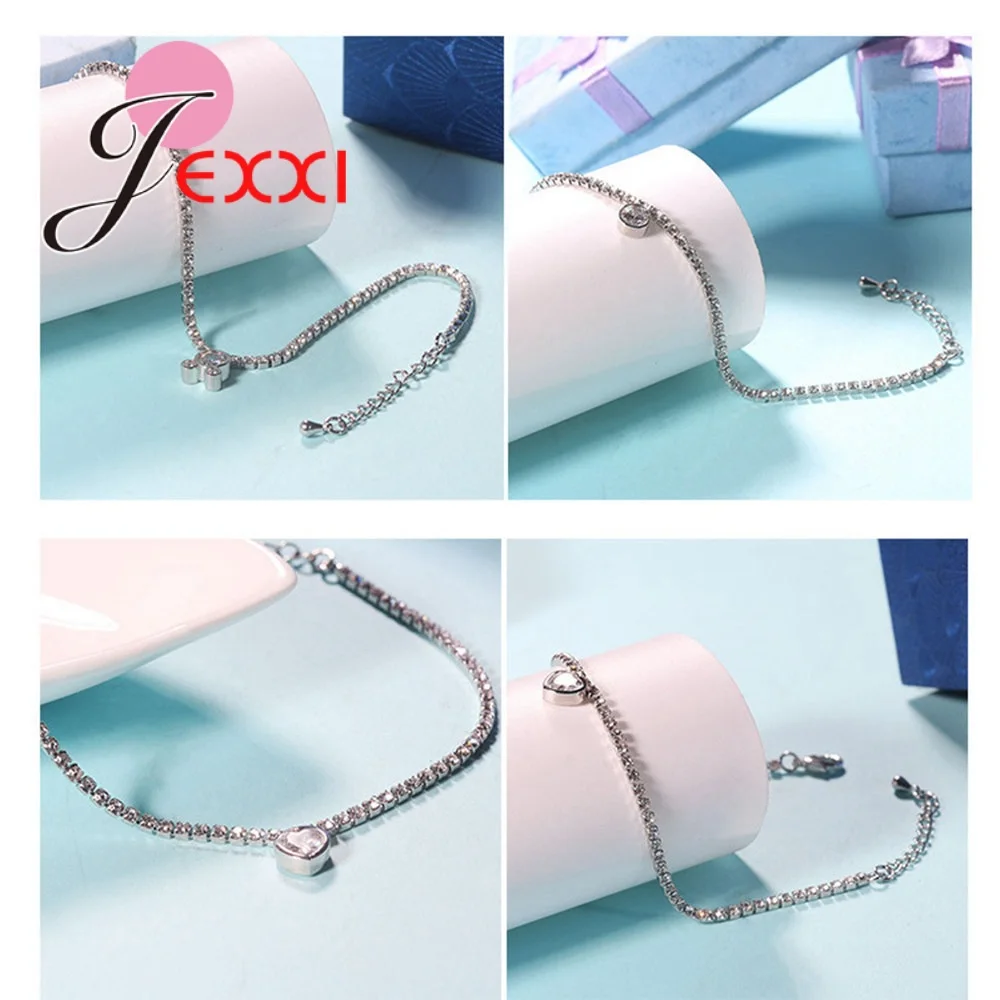 Adjustable CZ Rhinestone Tennis Bracelet &amp Bangle Silver 925 Jewelry Water Drop Charm For Women Bridal Engagement | Украшения и