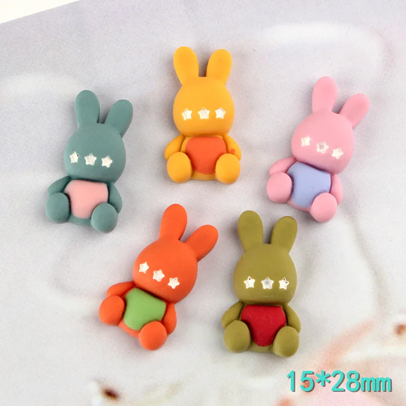 

10Pcs Kawaii Cute Rabbit Resin Cabochon Flat back Kawaii Rabbit For DIY Hair Clip Phone Decoration Supplies Embellishment