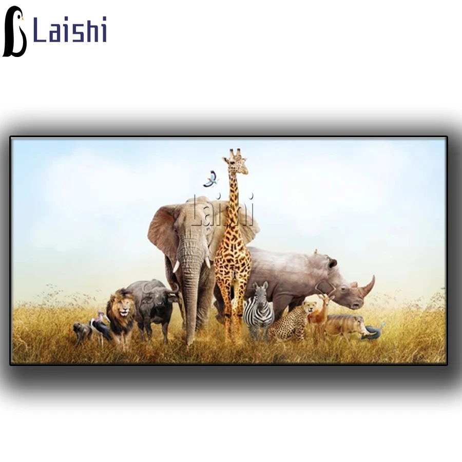 

Diamond Painting 5d Full Drill Diamond Embroidery Zoo Animal Art Elephant Lion Etc large Decoration Room For Christmas Gift