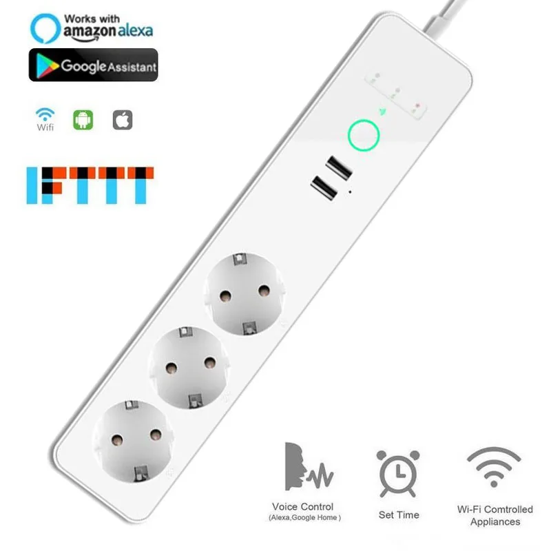 Wifi умная полоса питания 3 розетки европейского стандарта электрическая розетка с