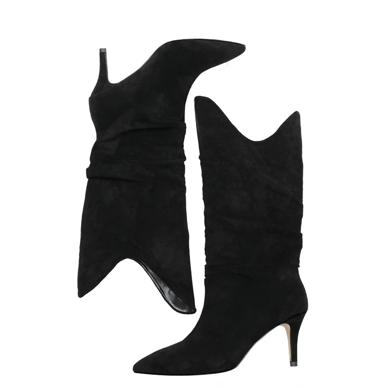 

2021European and American autumn and winter new pointed high heel boots western style boots