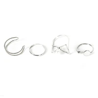 2021 new product metal ring set for women geometric hollow adjustable ring combination set fashion jewelry