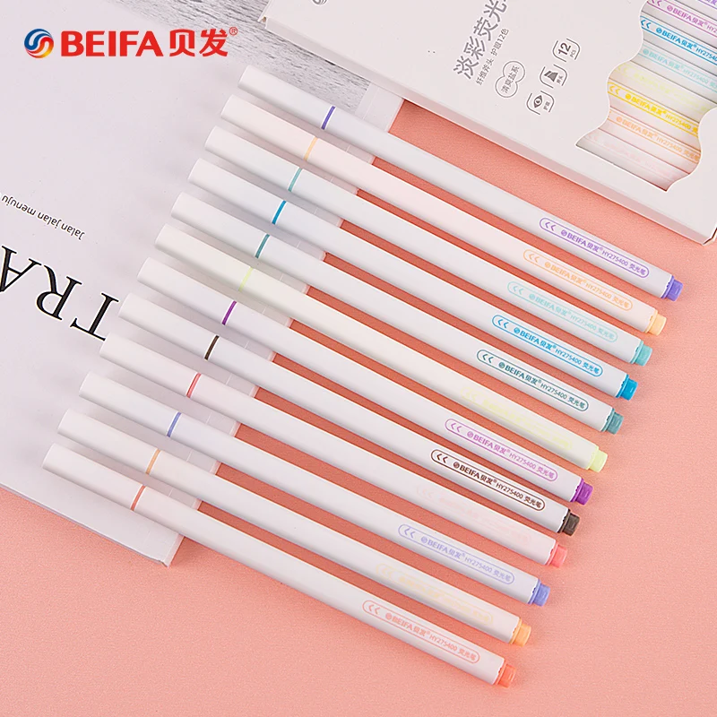 

24pcs Highlighter Pen Light Color Morandi Macaron Hand Account Stationery Marker Making Notes Draw Key Set Fluorescent Color