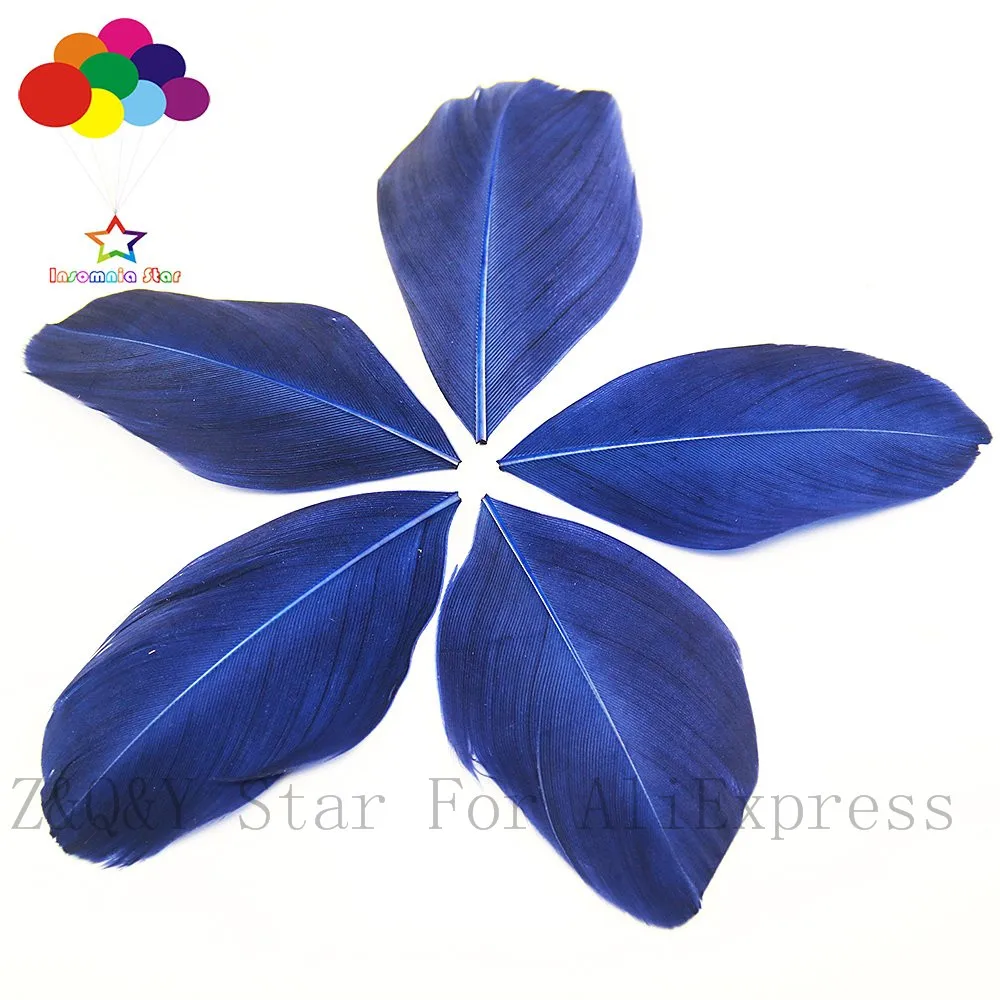 Натуральное гусиное перо 5-9 см 100 шт. окрашенное темно-синее украшение сделай сам