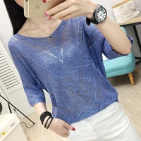 2021 poncho knitted sweater hollow jacket womens thin style new summer bat sleeve blouse korean version of loose mesh tunnels