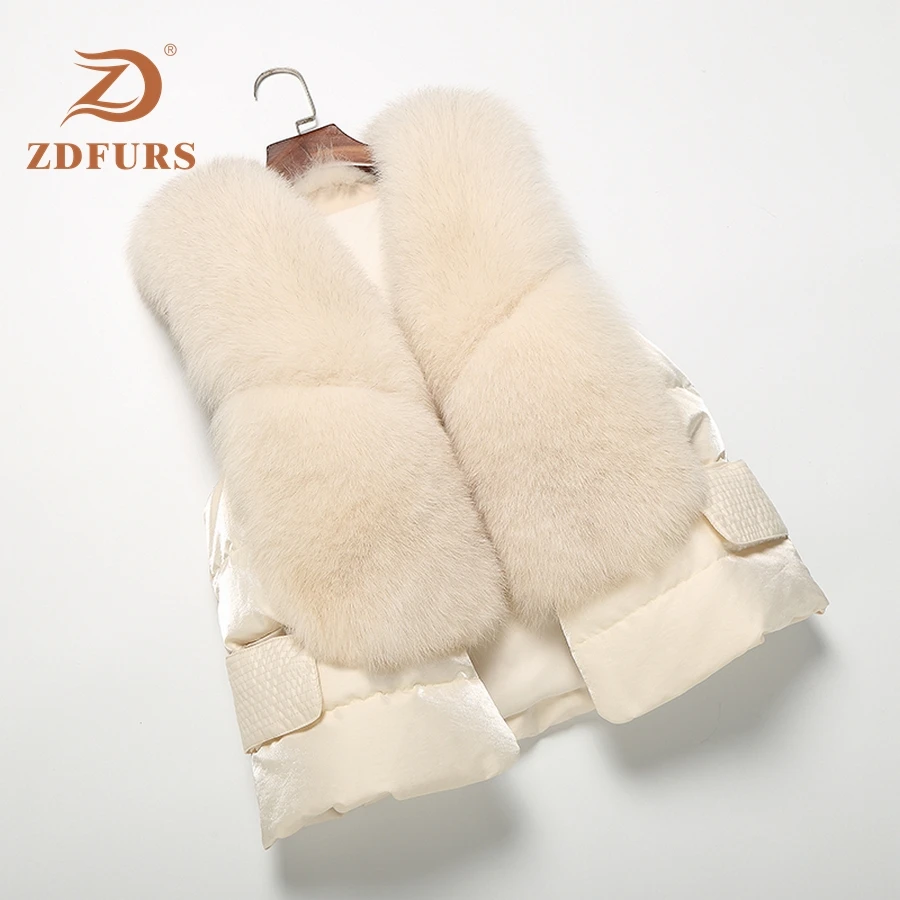 ZDFURS* жилет из натурального Лисьего меха пуховый жилет женский жилет из лисьего меха Зимний меховой жилет