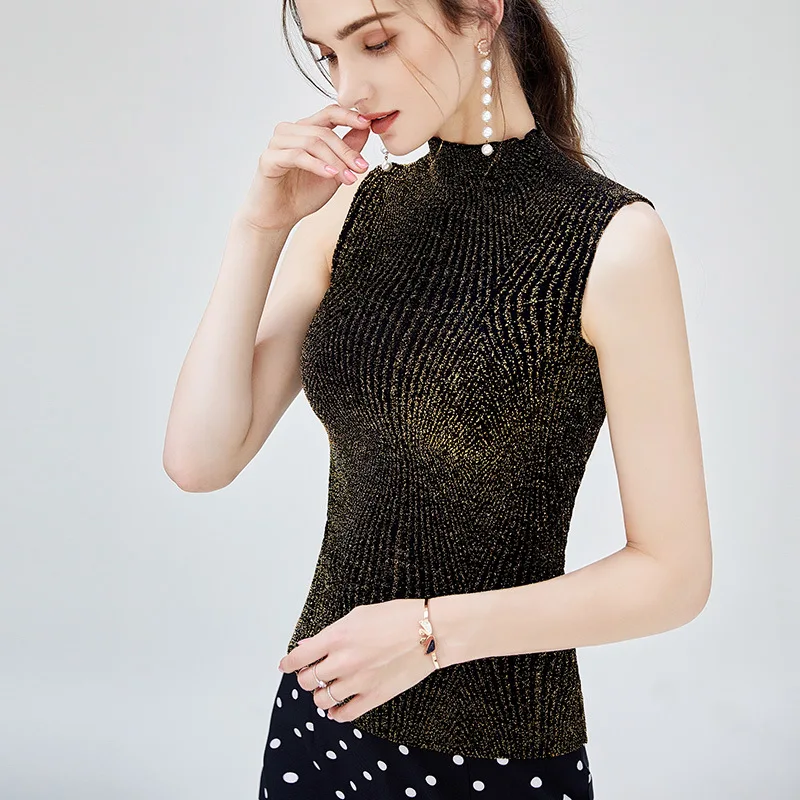 Женская одежда 2019 модные блузки без рукавов приталенная жилетка топы женские