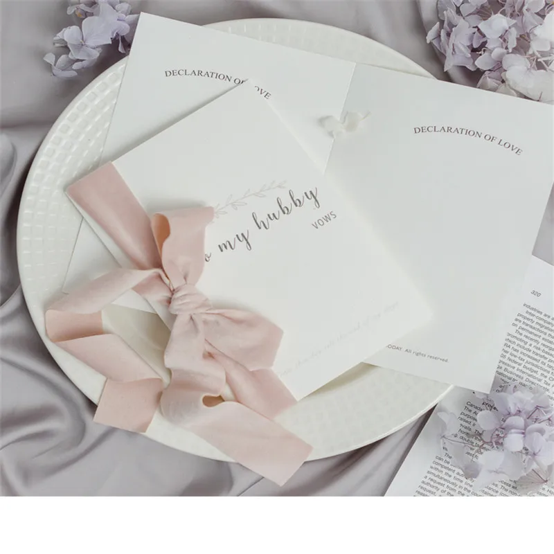 2 шт. к моему hubby пыльно голубая Свадебная визитка с мягкой бархатной лентой Flatlay