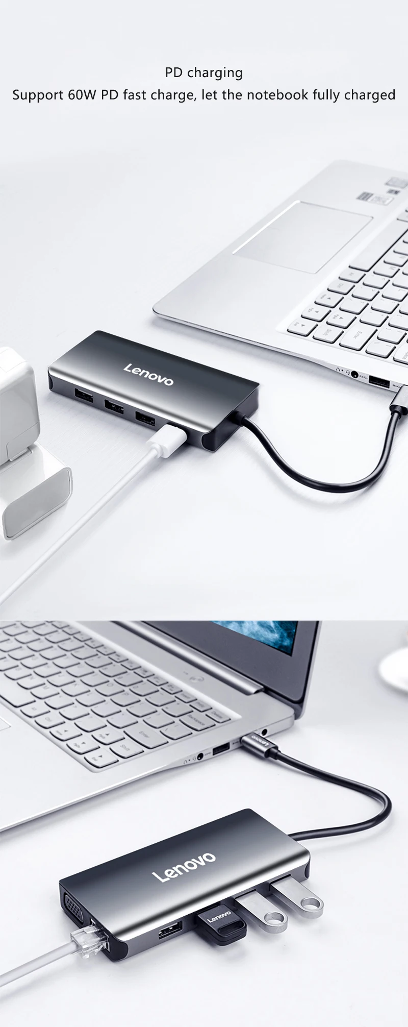 Lenovo type-c адаптер док-станции HDMI/VGA/гигабитный порт Кабель-адаптер Интерфейс конвертер Расширение компьютера док-станция LX0808 USB3.0 концентратор