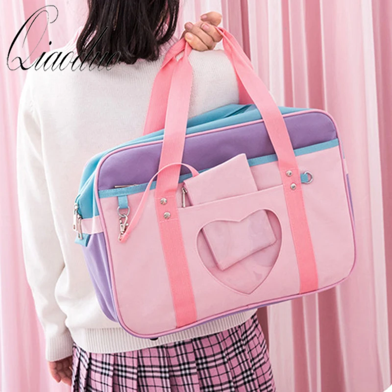 Qiaoduo розовые дорожные сумки через плечо в стиле преппи школьные для женщин и