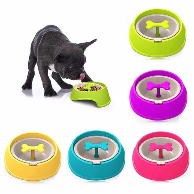 

Dog Feeder Pet Dog Bowl Cat Drinking Water Funny Bone Shaped Slow Feeder Dogs Food Water Bowl For Puppy Small Large Dogs