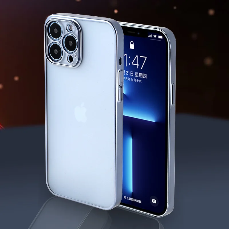 

Luxury Plating Frame Frosted Phone Case For iPhone 13 12 Pro Max Mini Matte Anti-fingerprint Clear Cover For iPhone 13 Pro
