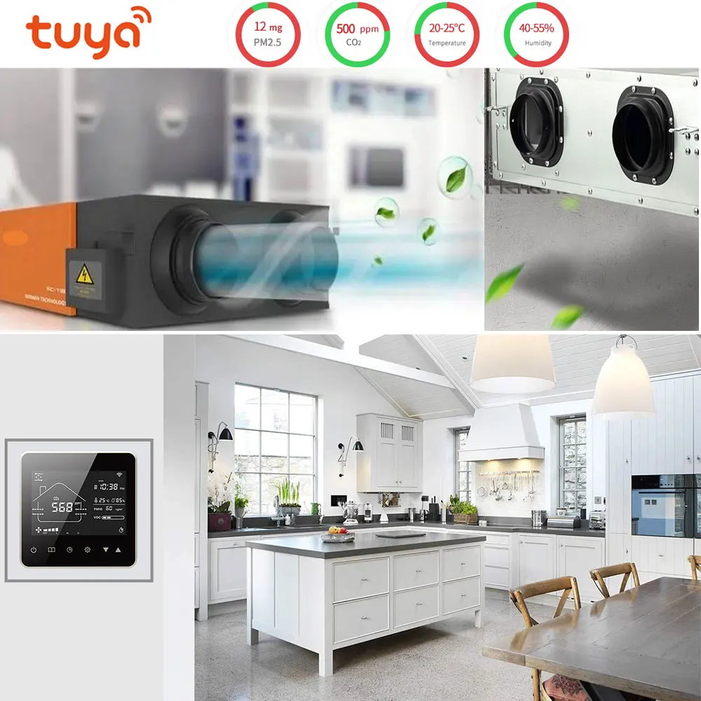Wi-Fi Датчик качества воздуха TUYA 5-в-1 CO2 PM2.5 датчик с регулируемым управлением для