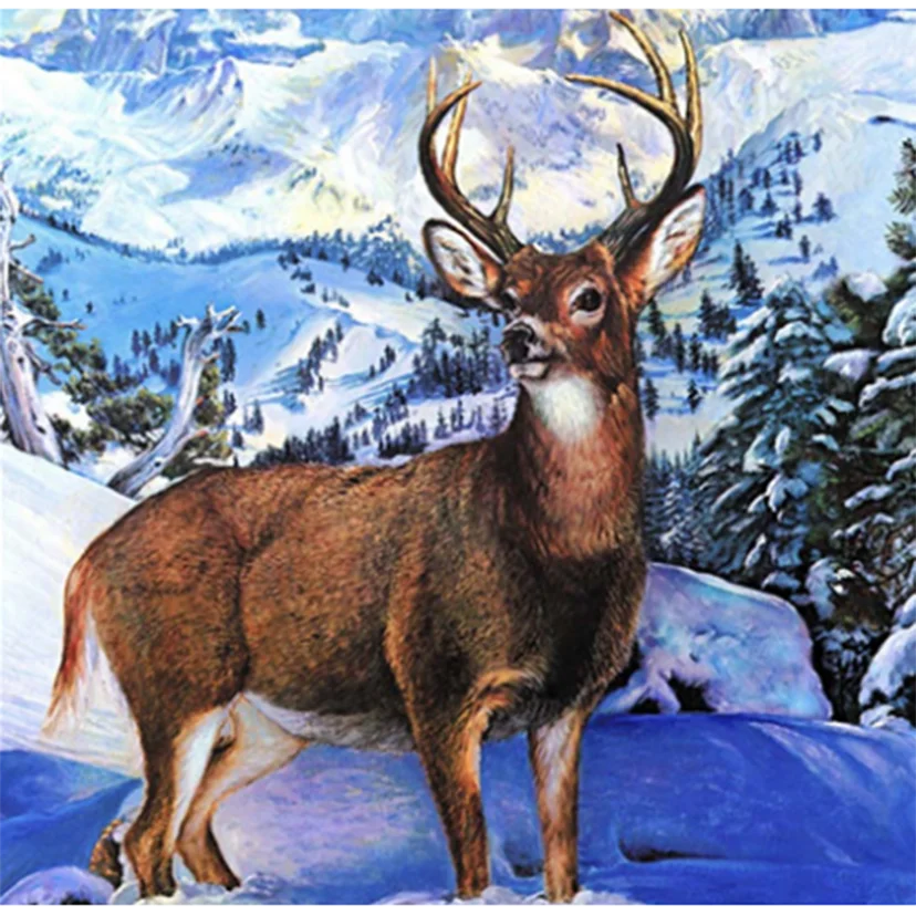 

5D DIY Diamond Painting Square/Round Diamond Animal Painting Snow Deer Beauty Picture Cross Stitch Decoration Artwork TX1037