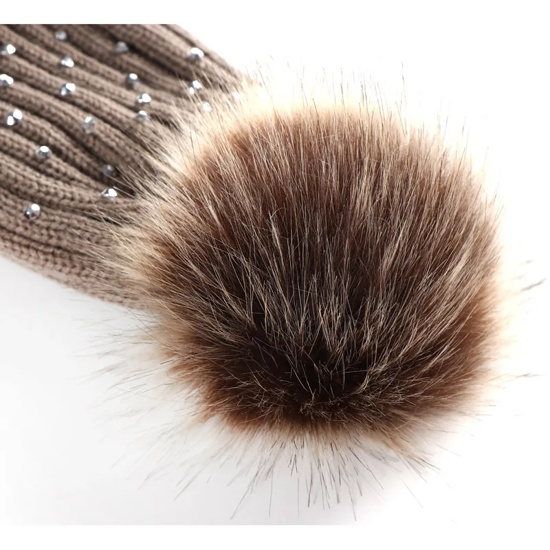 Модная зимняя Детская Вязаная Шапка бини с помпоном теплые шапки для девочек и