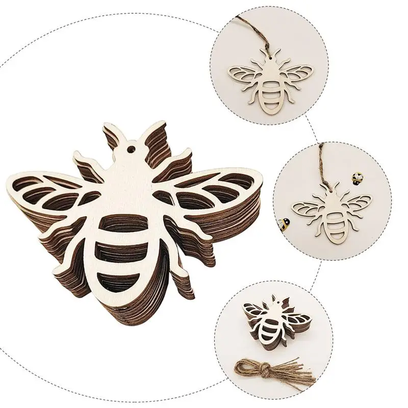 20 шт. полые деревянные ломтики подвески для рукоделия тематическая сцена пчелы