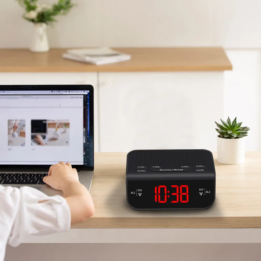 Alarm Clock Fm Radio With Dual Buzzer Snooze Sleep Function Led Time Cloc Despertador 2020 Часы Настольные | Дом и сад