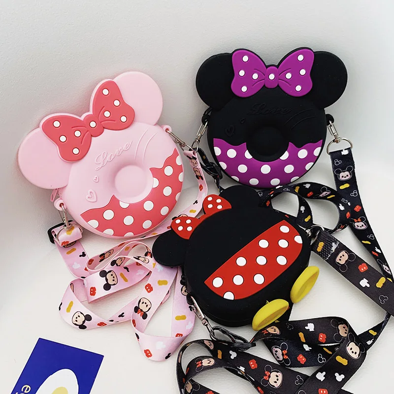 

Mini Anime Bags Girls Cute Cartoon Mickey Minnie Mouse Shoulder Silicone backpack Children's Creative Diagonal Boys Coin Purs