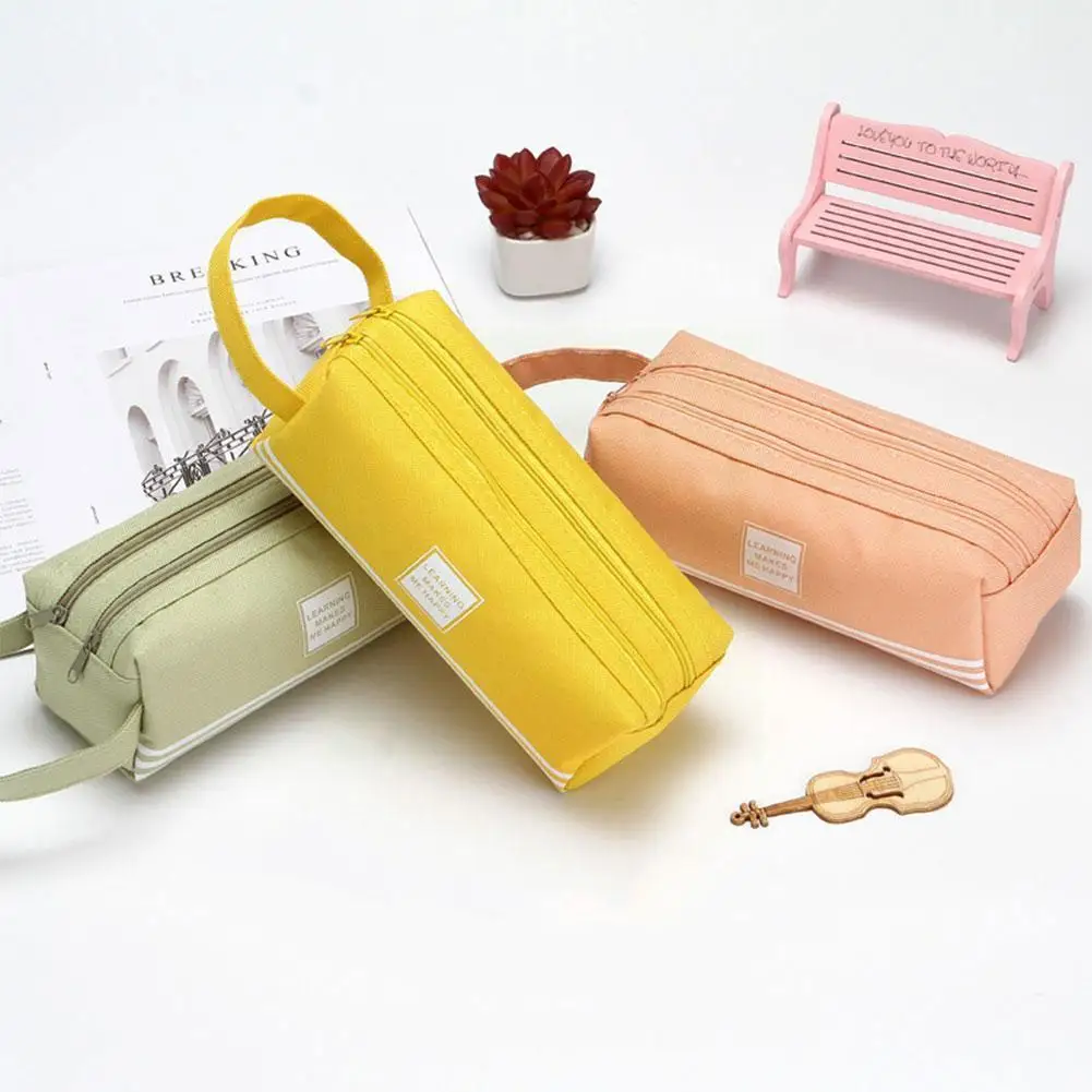 

Color large-capacity portable pencil case bag creative supplies case cloth bag pencil art stationery Korea canvas student o E2X8