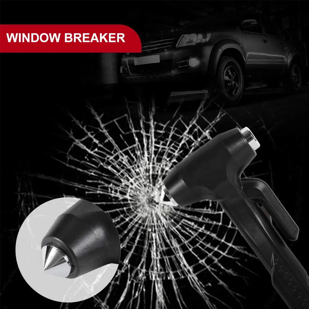 

2Pcs Car Emergency Safety Hammer 2In1 Life-Saving Hammer With Seat Belt Cutter Window Punch Breaker Auto Disaster Escape Tool