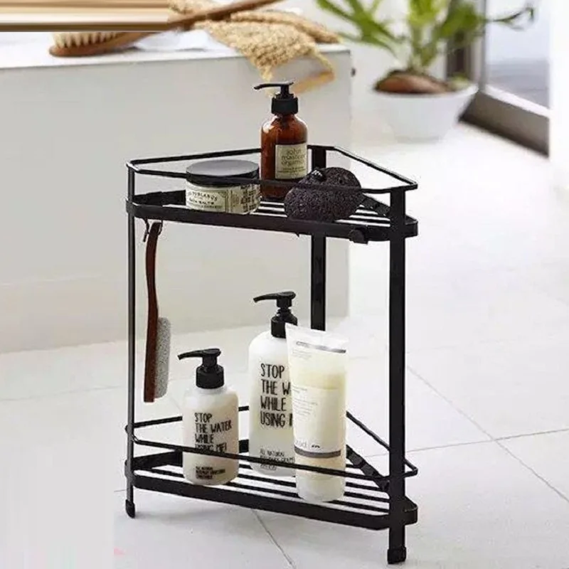 

Wrought Iron Multifunctional Rack Bathroom Free Punch Storage Rack Kitchen Supplies Corner Rack Wall Hanging Shelf