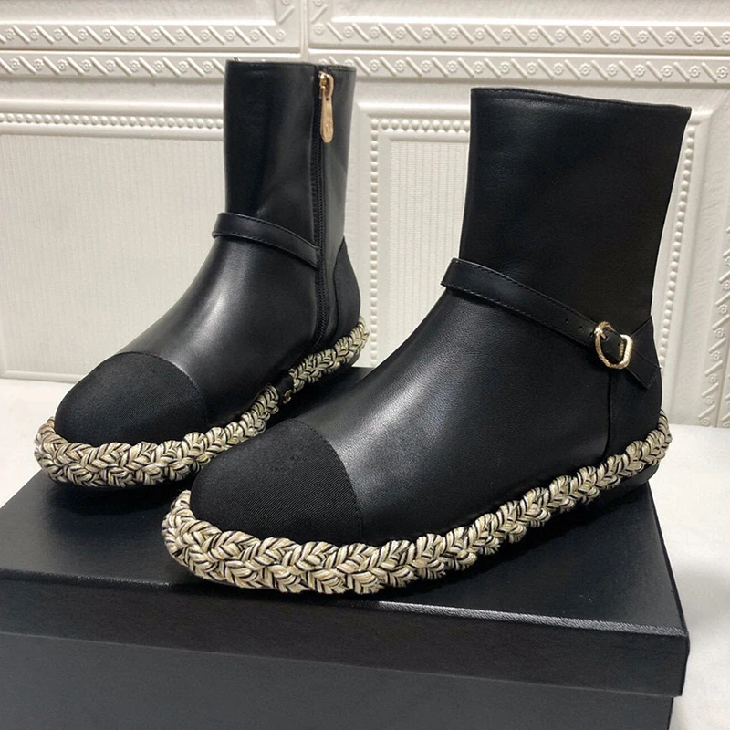 

Новинка, женские ботинки челси, зимние эластичные ботинки из овечьей шкуры с металлической пряжкой, на плоской резинке, удобные женские кор...