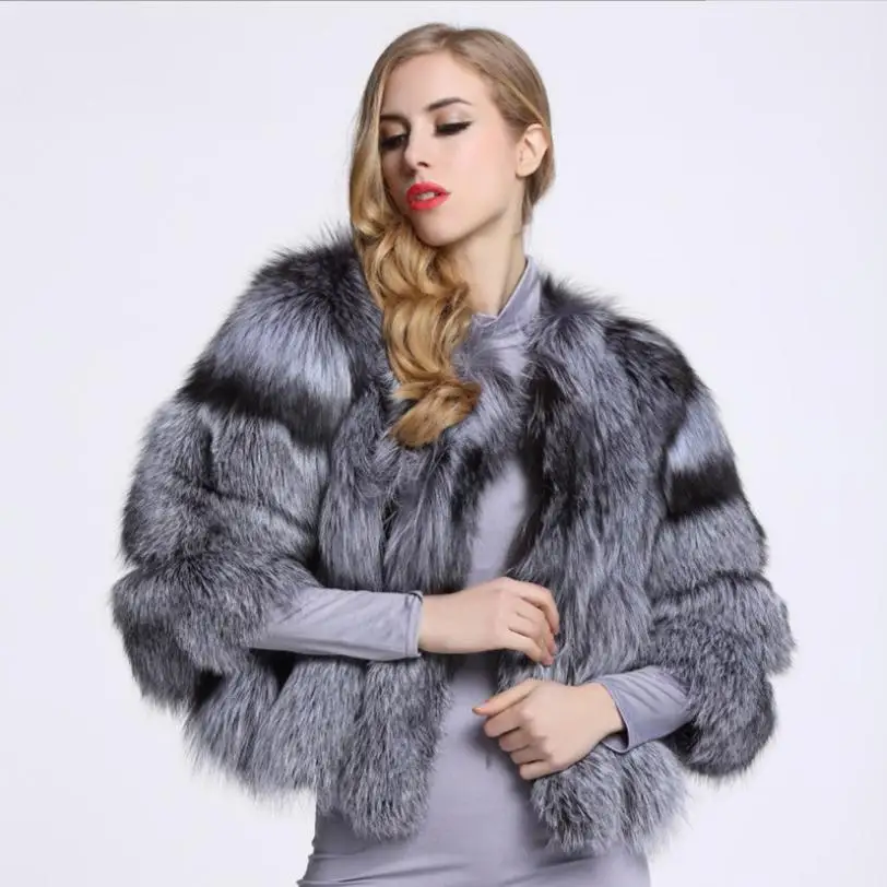 

XS-4XL Plus Size Winter Women Luxury Faux Fox Fur Coat Fashion Fur Stitching jacket Thicker Warm Fox Fur Outwear Feminino L1715